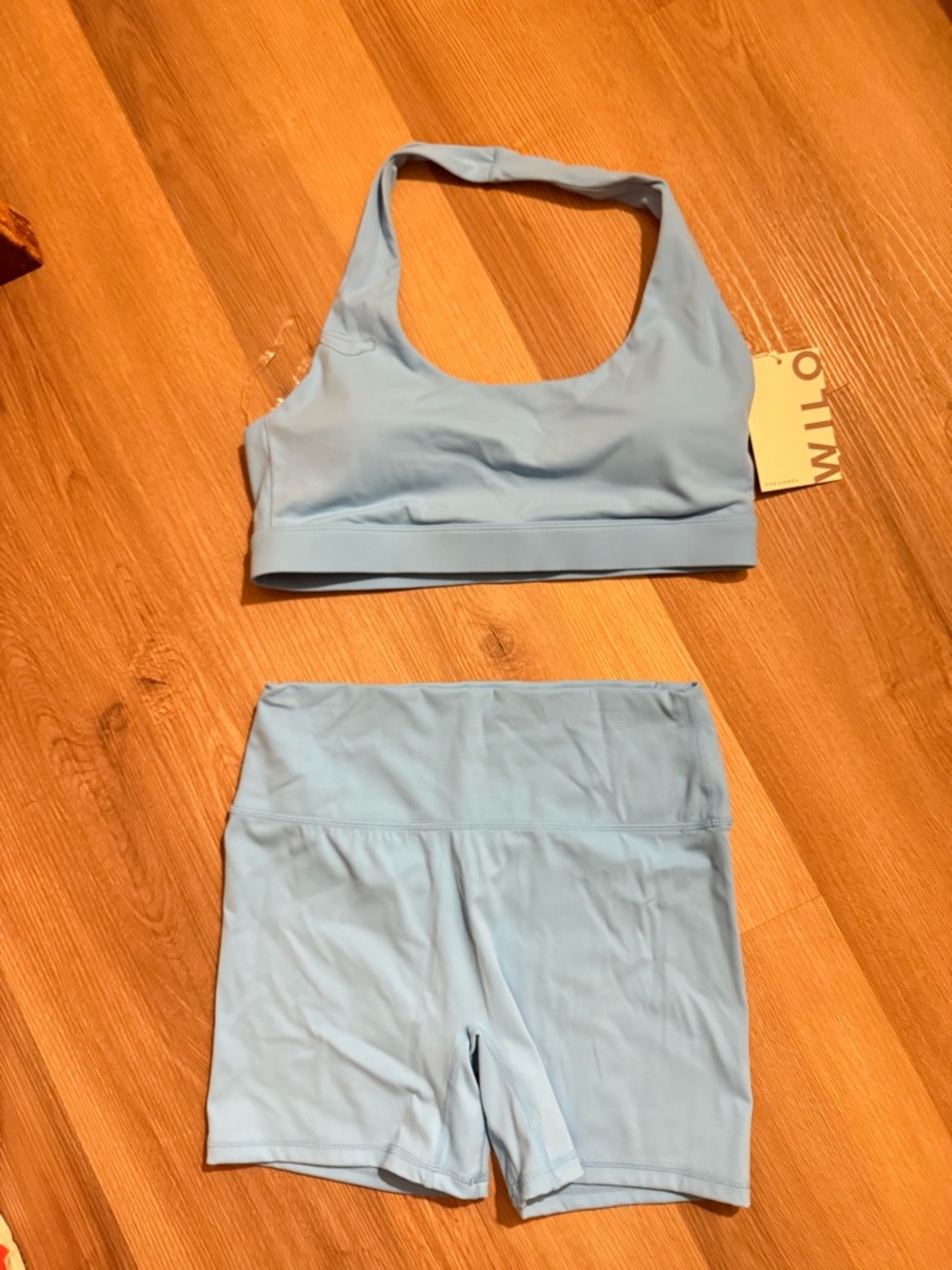 Willow Pale Blue Active Bra Top with Logo